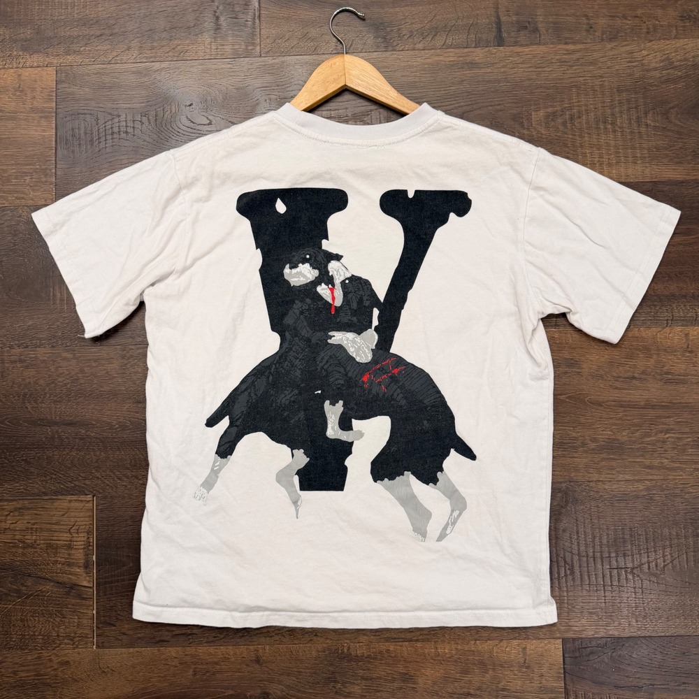 Vlone City Morgue Dogs V Logo White Graphic T-Shirt Mens Large Made in USA